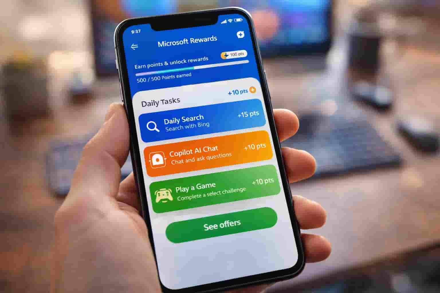 Mobile App Dashboard for Earning Points in Microsoft Rewards Total Prize Drop 2026
